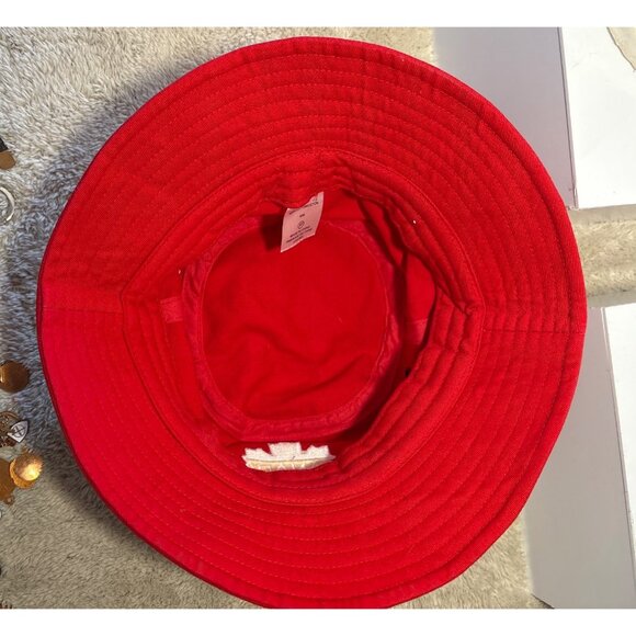 Canada Hat Soccer Red Bucket S/M 100% Cotton Embroidered Maple Leaf Design - Picture 4 of 5